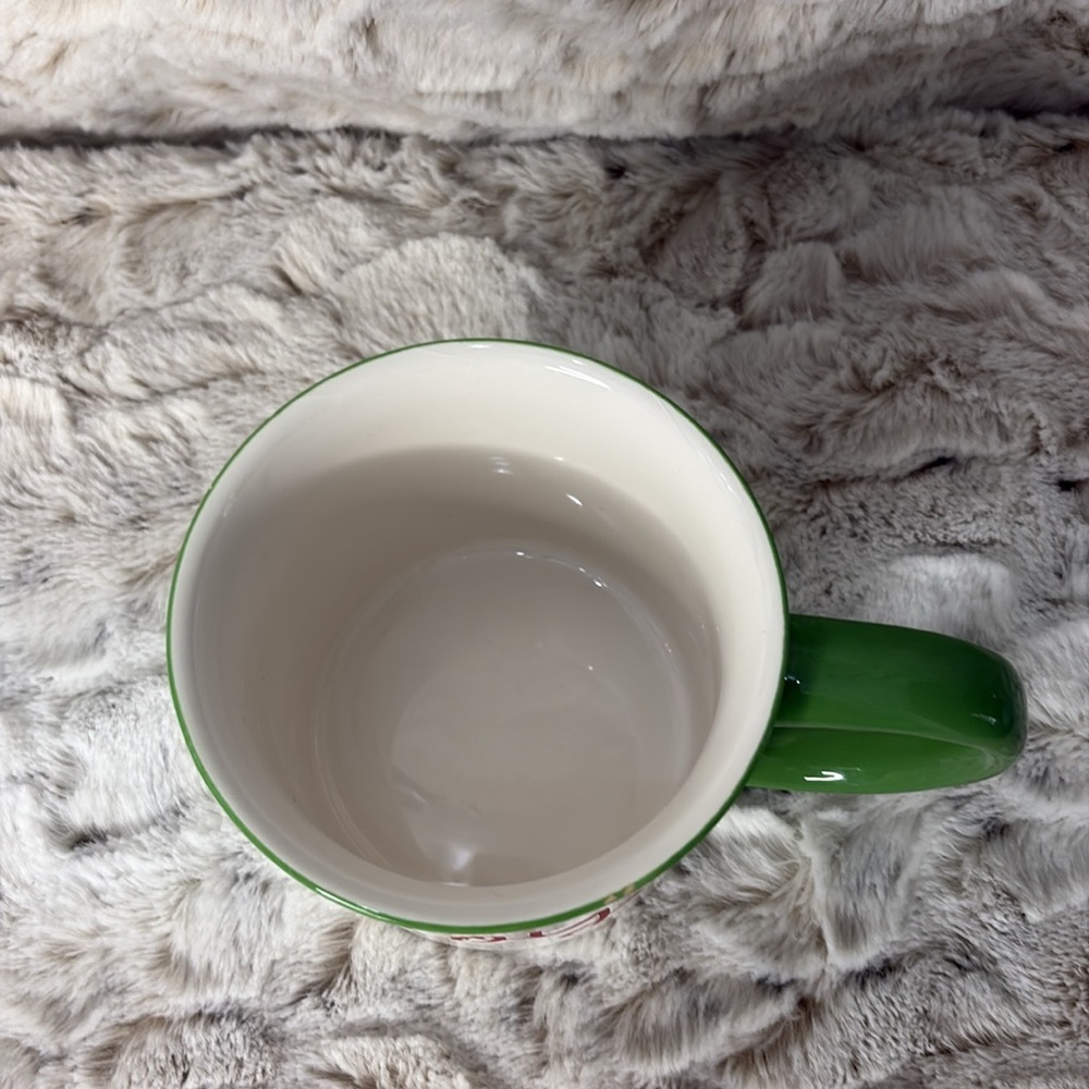 Sleigh Bell Bistro Joy Large Mug with Green Handle. Ceramic - Picture 2 of 8